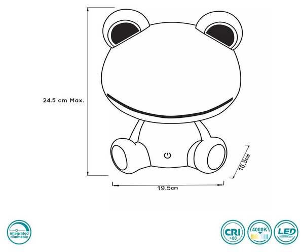 Φωτιστικό Επιτραπέζιο Lucide Dodo Frog 71592-03-85 Πράσινο