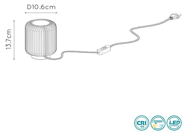 Φωτιστικό Επιτραπέζιο Lucide Turbin 26500-05-36 Γκρι