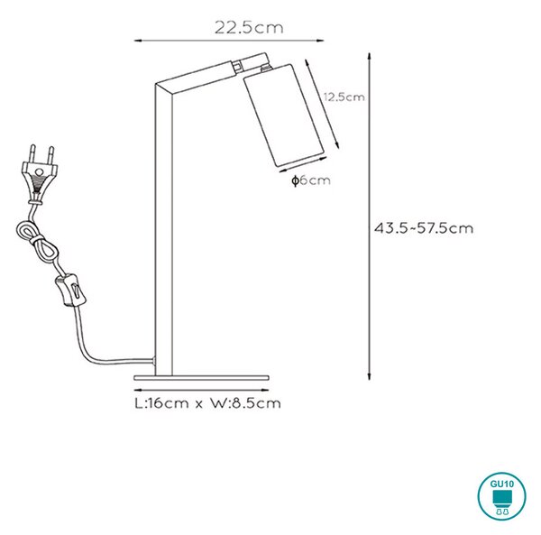 Φωτιστικό Επιτραπέζιο Lucide Sybil 45599-01-30 Μαύρο Ματ