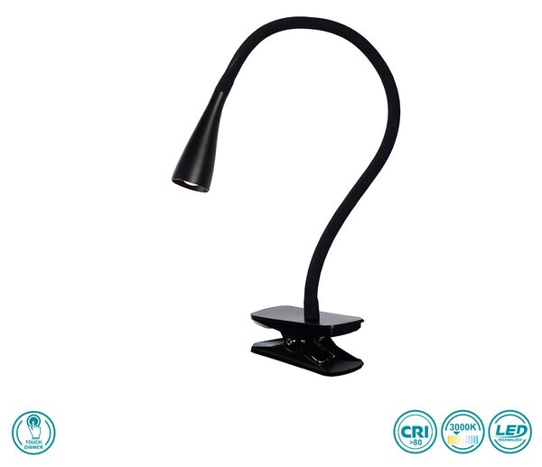 Φωτιστικό Clip-On Lucide Zozy 18256-03-30 Μαύρο Ματ