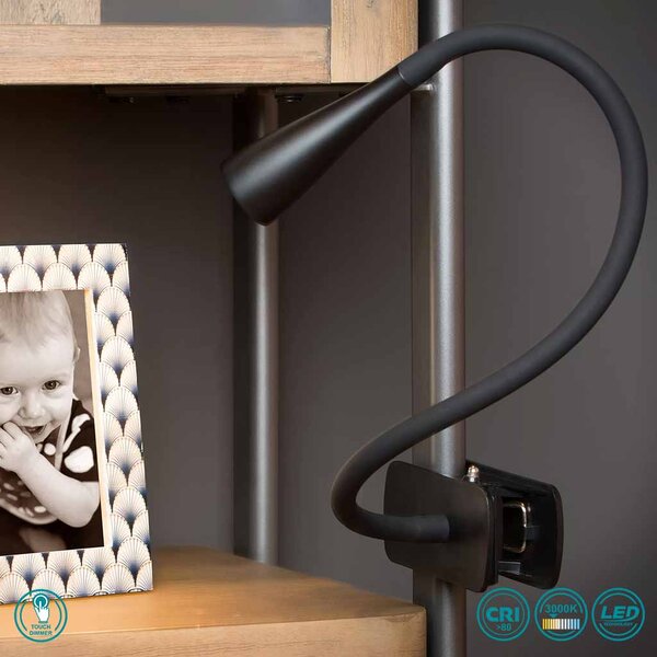 Φωτιστικό Clip-On Lucide Zozy 18256-03-30 Μαύρο Ματ