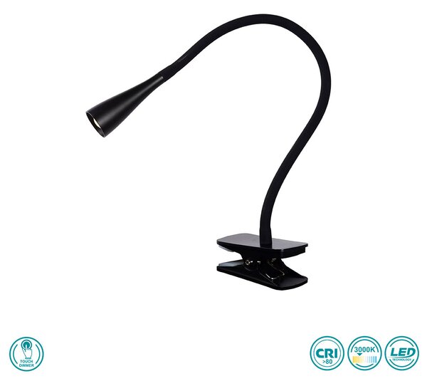 Φωτιστικό Clip-On Lucide Zozy 18256-03-30 Μαύρο Ματ