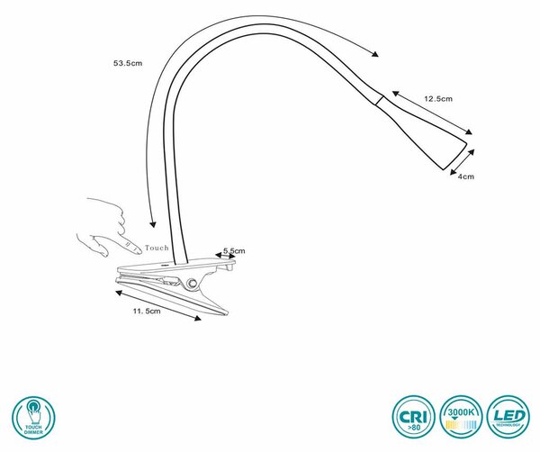 Φωτιστικό Clip-On Lucide Zozy 18256-03-30 Μαύρο Ματ