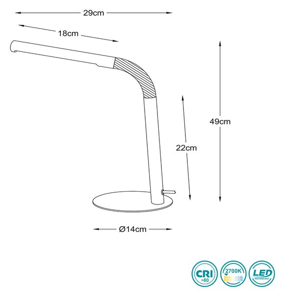 Φωτιστικό Επιτραπέζιο Lucide Gilly 36612-03-30 Μαύρο