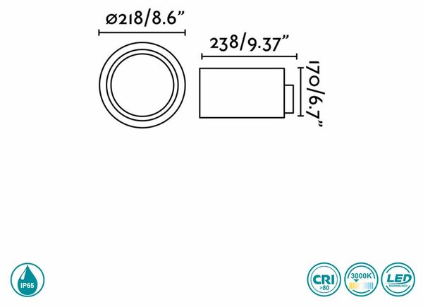 Απλίκα Εξωτερικού Χώρου Faro Quart 70579 Σκούρο Γκρι