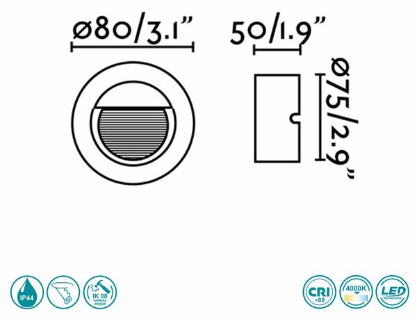 Απλίκα Χωνευτή Εξωτερικού Χώρου Faro Racing 70403 Ανθρακί