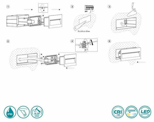 Απλίκα Χωνευτή Εξωτερικού Χώρου Faro Nat 70638 Ανθρακί