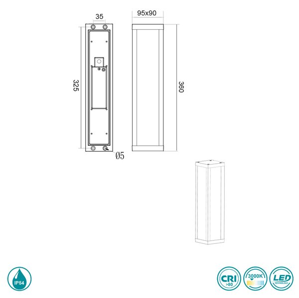 Απλίκα Εξωτερικού Χώρου Trio Lighting Fuerte 226260142 Ανθρακί