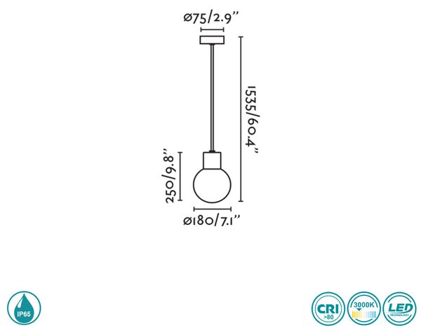 Φωτιστικό Κρεμαστό Εξωτερικού Χώρου Faro Moon 74427C-01 Ανθρακί