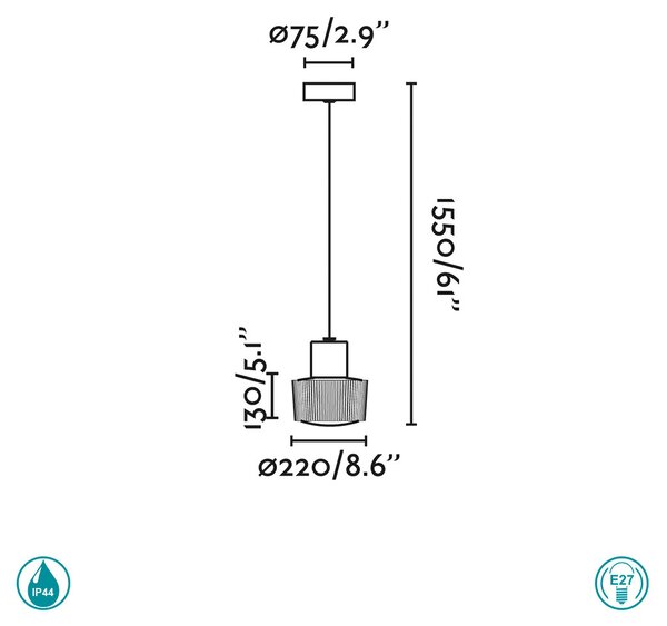 Φωτιστικό Κρεμαστό Εξωτερικού Χώρου Faro Muffin 74427C-04 Ανθρακί