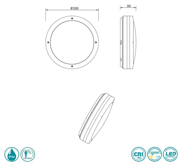 Φωτιστικό Οροφής Εξωτερικού Χώρου Trio Lighting Piave 676960142 Ανθρακί