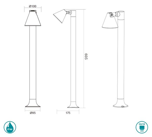 Κολωνάκι Εξωτερικού Χώρου Trio Lighting Kaveri 506060142 Ανθρακί