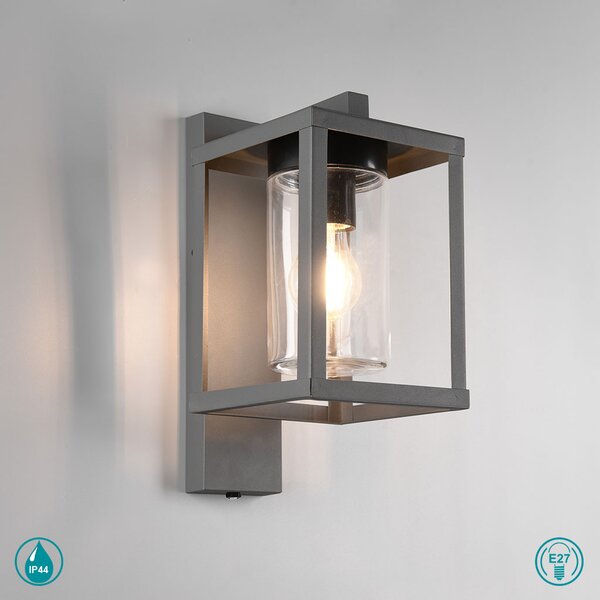 Απλίκα Εξωτερικού Χώρου Trio Lighting Lunga 212060142 Ανθρακί με Αισθητήρα Ημέρας-Νύχτας