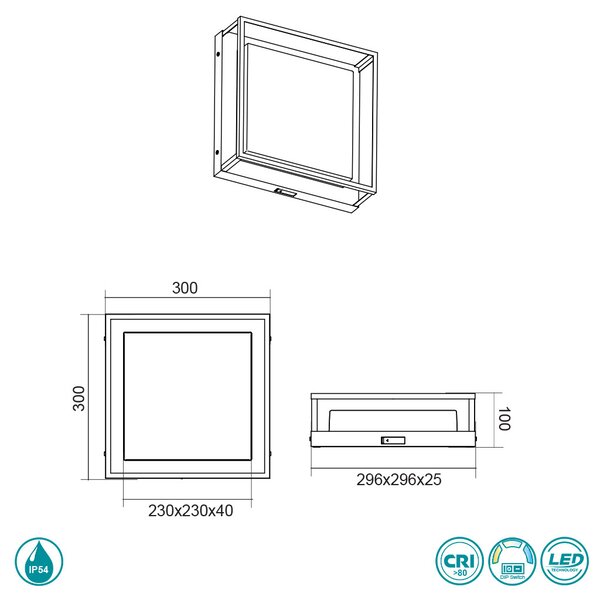 Φωτιστικό Οροφής Εξωτερικού Χώρου Trio Lighting Witham 677860142 Ανθρακί