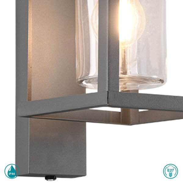 Απλίκα Εξωτερικού Χώρου Trio Lighting Lunga 212060142 Ανθρακί με Αισθητήρα Ημέρας-Νύχτας