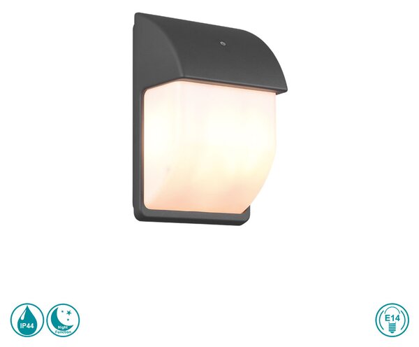 Απλίκα Εξωτερικού Χώρου Trio Lighting Mersey 212160242 Ανθρακί με Αισθητήρα Ημέρας-Νύχτας