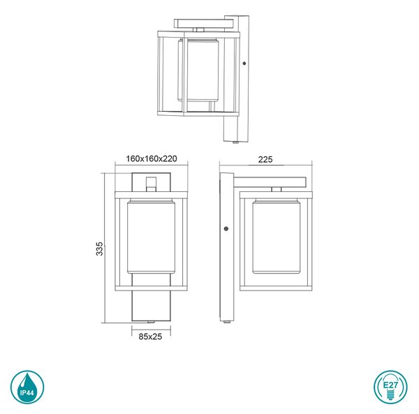 Απλίκα Εξωτερικού Χώρου Trio Lighting Lunga 212060142 Ανθρακί με Αισθητήρα Ημέρας-Νύχτας