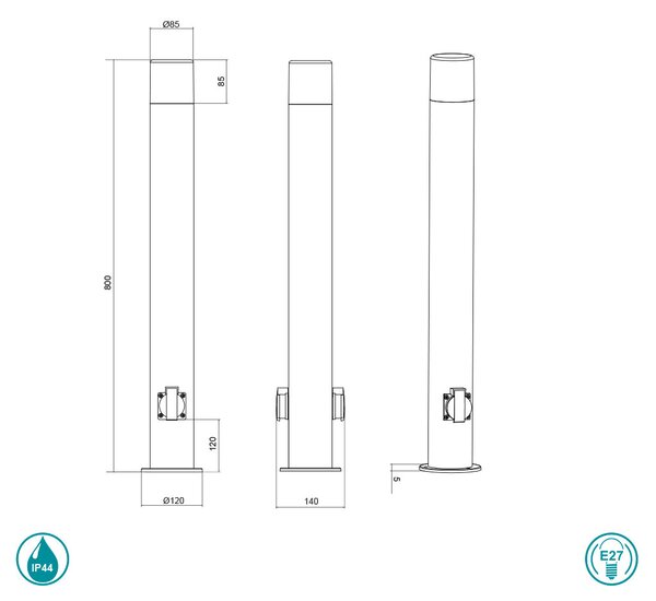Κολωνάκι Εξωτερικού Χώρου Trio Lighting Hoosic 424067142 Ανθρακί