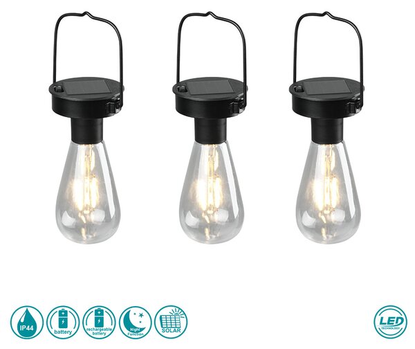 Φωτιστικό Φορητό-Ηλιακό Εξωτερικού Χώρου RL Lighting Campus R35146132 Μαύρο Ματ (Σετ 3 τεμ)