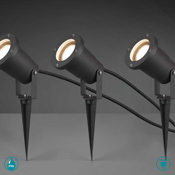 Σποτ Με Καρφί Εξωτερικού Χώρου Trio Lighting Ubangi 800260342 Ανθρακί (Σετ 3 τεμ.)