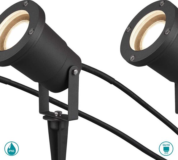 Σποτ Με Καρφί Εξωτερικού Χώρου Trio Lighting Ubangi 800260342 Ανθρακί (Σετ 3 τεμ.)