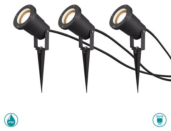 Σποτ Με Καρφί Εξωτερικού Χώρου Trio Lighting Ubangi 800260342 Ανθρακί (Σετ 3 τεμ.)