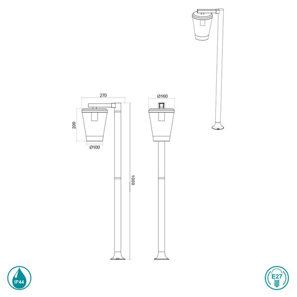 Κολόνα Εξωτερικού Χώρου Trio Lighting Cavado 411060142 Ανθρακί