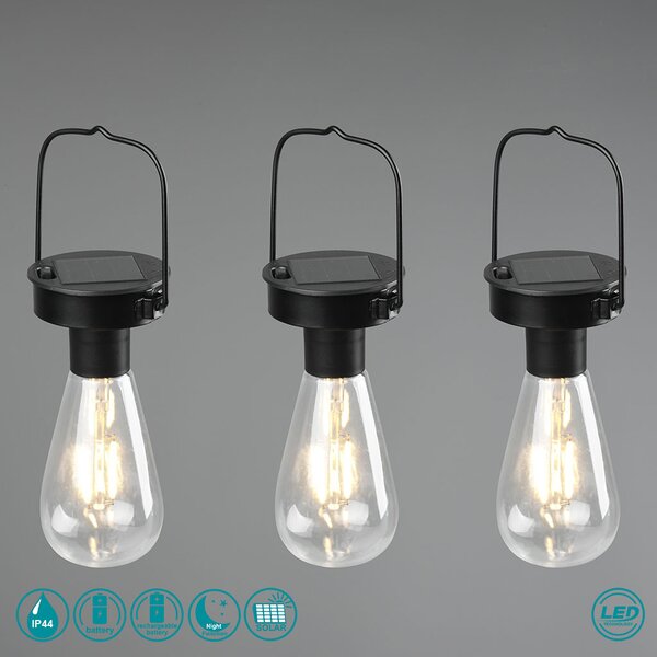 Φωτιστικό Φορητό-Ηλιακό Εξωτερικού Χώρου RL Lighting Campus R35146132 Μαύρο Ματ (Σετ 3 τεμ)