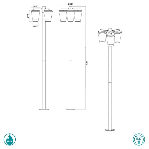 Κολόνα Εξωτερικού Χώρου Trio Lighting Cavado 411060342 Ανθρακί