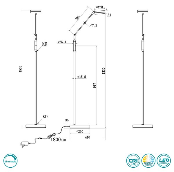 Φωτιστικό Δαπέδου Trio Lighting Franklin 426510142 Ανθρακί