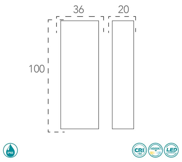 Απλίκα Εξωτερικού Χώρου Intec LED-Laser-BIS 8031414882311 Μαύρη (4000K)