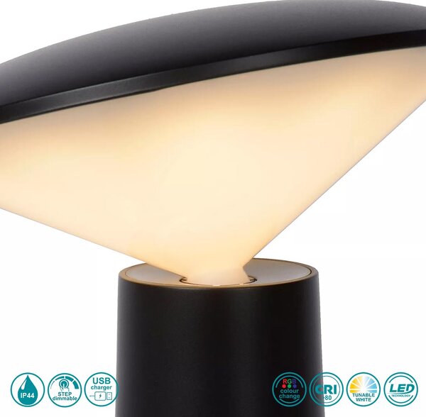 Φωτιστικό Επιτραπέζιο Στεγανό Επαναφορτιζόμενο Lucide Jive 02807-04-30 Μαύρο