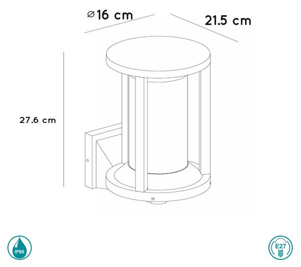 Απλίκα Εξωτερικού Χώρου Lucide Cadix 15803-01-30 Μαύρη Ματ