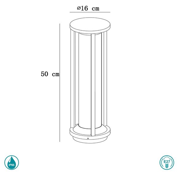 Κολωνάκι Εξωτερικού Χώρου Lucide Cadix 15804-50-30 Μαύρο Ματ