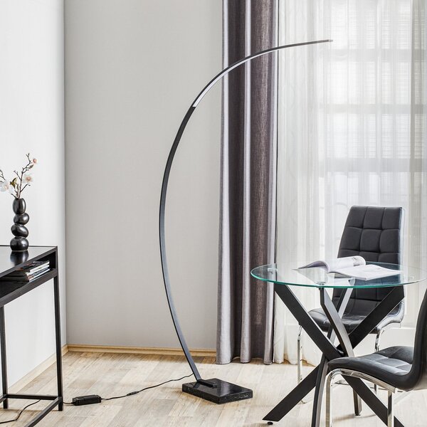 Trio Lighting Φωτιστικό δαπέδου LED Bangkok, μαύρο ματ, ρυθμιζόμενος, Μαύρο, Σαλόνι / τραπεζαρία, Μέταλλο, σύγχρονο