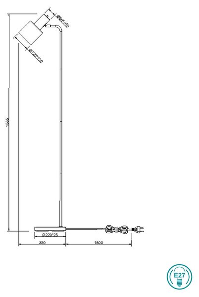 Φωτιστικό Δαπέδου RL Lighting Adam R41041080 Χρυσό-Μαύρο