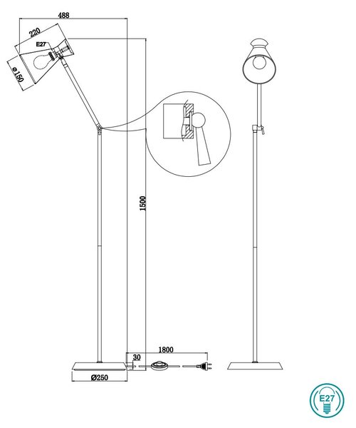 Φωτιστικό Δαπέδου RL Lighting Enzo R40781032 Μαύρο Ματ