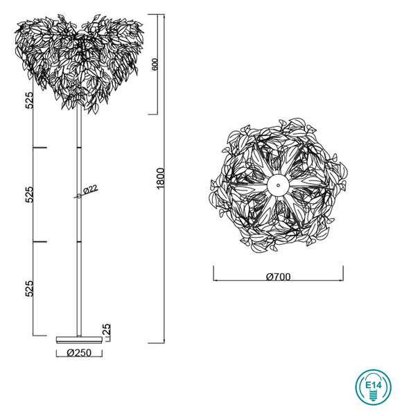 Φωτιστικό Δαπέδου RL Lighting Leavy R40463032 Μαύρο-Χρυσό