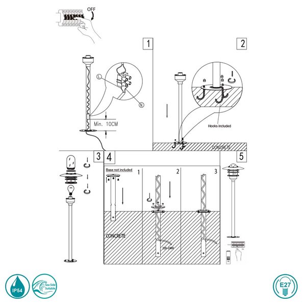 Κολωνάκι Εξωτερικού Χώρου Nordlux Agger 74528031 Γαλβανιζέ