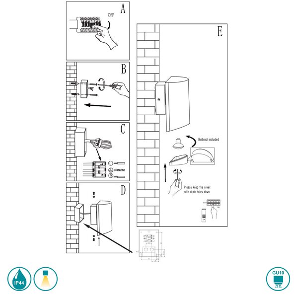 Απλίκα Εξωτερικού Χώρου Nordlux Arn 45471003 Μαύρη