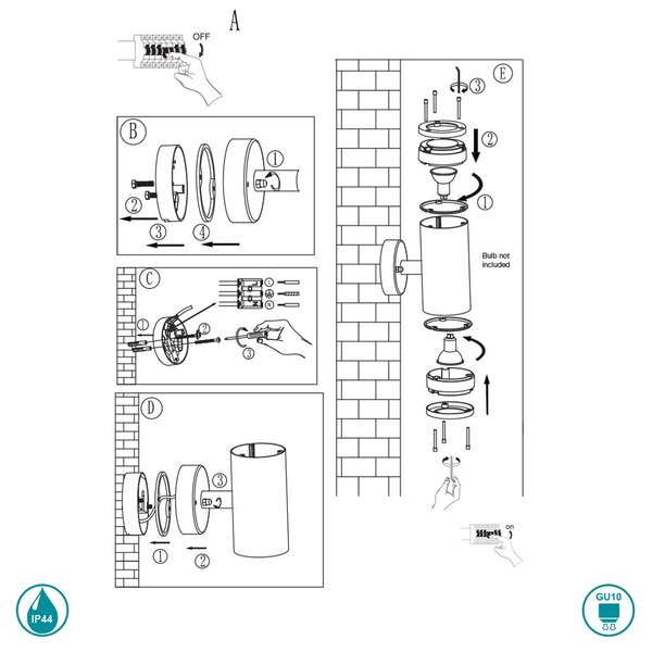 Απλίκα Εξωτερικού Χώρου Nordlux Birk 45501003 Μαύρη