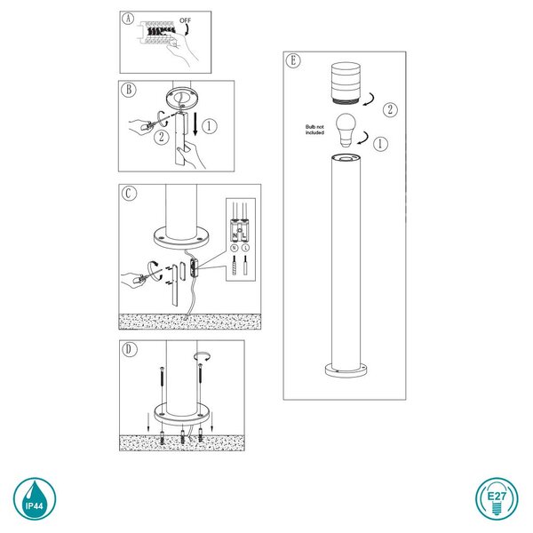Κολωνάκι Εξωτερικού Χώρου Nordlux Birk 45518003 Μαύρη