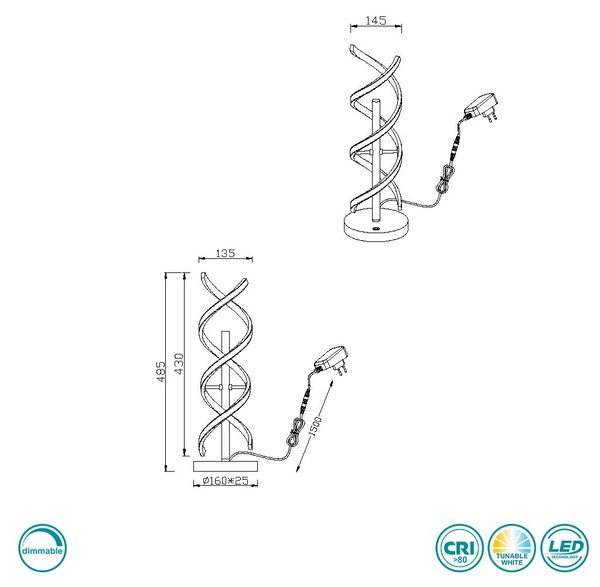 Λάμπα Επιτραπέζια Trio Lighting Sequence 541810208 Χρυσό Ματ-Μαύρο Ματ