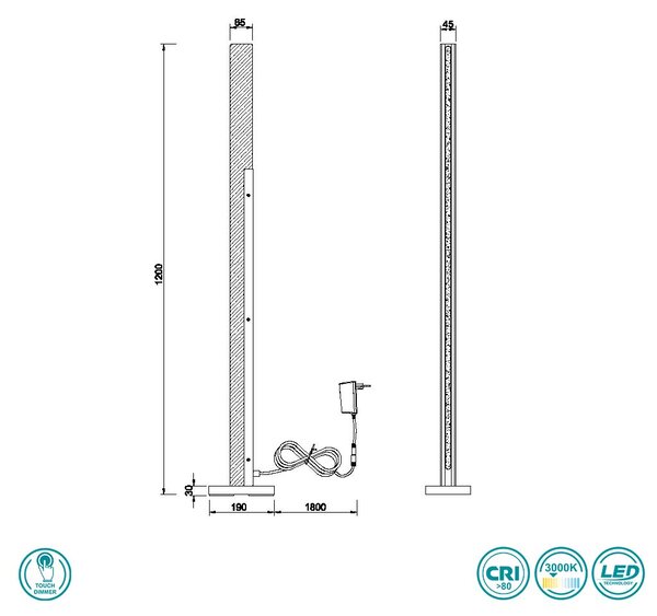 Φωτιστικό Δαπέδου Trio Lighting Kerala 441610132 Μαύρο Ματ - Ξύλο