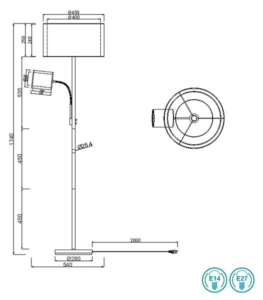 Φωτιστικό Δαπέδου Trio Lighting Burton 411400232 Μαύρο - Λευκό