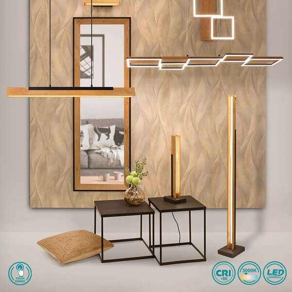 Φωτιστικό Δαπέδου Trio Lighting Kerala 441610132 Μαύρο Ματ - Ξύλο