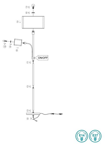 Φωτιστικό Δαπέδου Trio Lighting Burton 411400232 Μαύρο - Λευκό