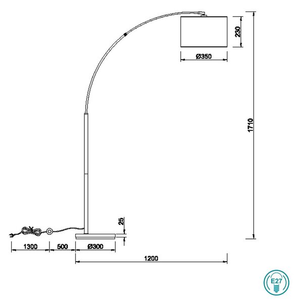 Φωτιστικό Δαπέδου Trio Lighting Burton 411490132 Μαύρο - Λευκό