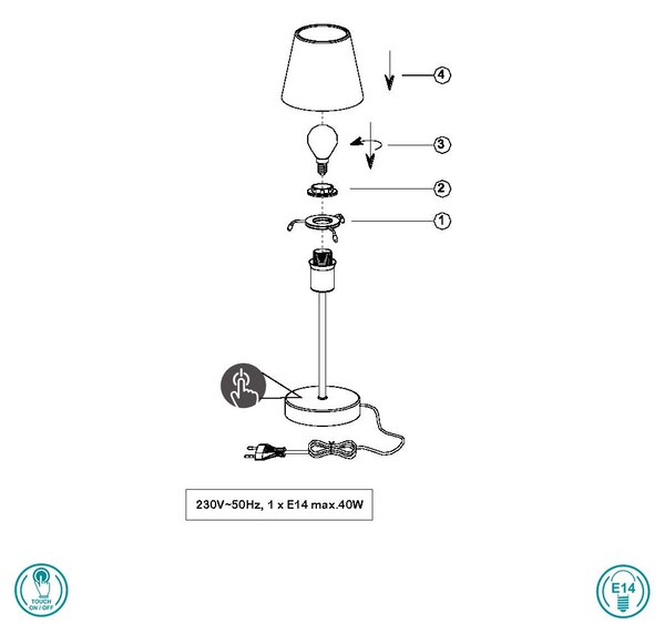 Πορτατίφ Trio Lighting Luis 595700107 Νίκελ Ματ