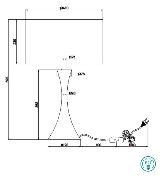 Λάμπα Επιτραπέζια Trio Lighting Sabia 515700107 Νίκελ Ματ